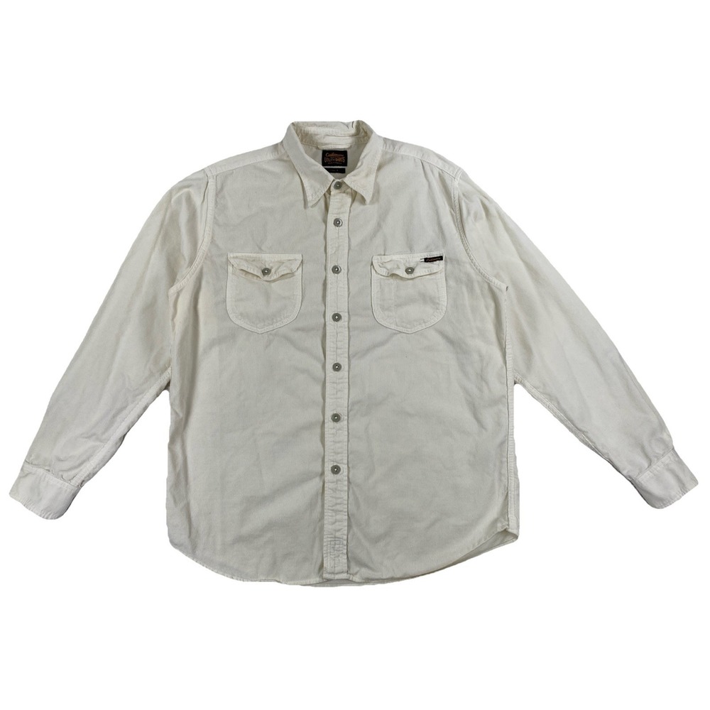 Civilianaire Utility Corduroy Button Up Shirt Men's Large White USA Made